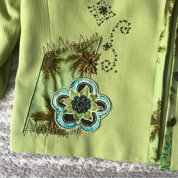 VINTAGE NANCY BOLEN CITY GIRL LONG SLEEVED 100%SILK FULLY LINED ORNATE BLAZER - Picture 8 of 8